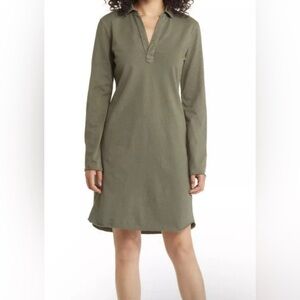 Frank & Eileen Nicole popover Henley Shirt Dress green women's Small 100% Cotton